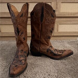 J.B. Dillon Brown Western Embroidered Heeled Boots, cowgirl, Nashville